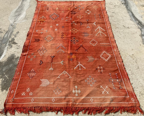 Vintage Traditional Handmade Beautiful Moroccan Floor Rug Carpet  237x145 cm