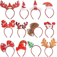 SEVEN STYLE 12 PCS Holiday Headbands Christmas Hat