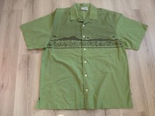 Vtg Op Ocean Pacific Hawaiian Shirt XL Green Island Tropical NWOT 80s 90s RARE