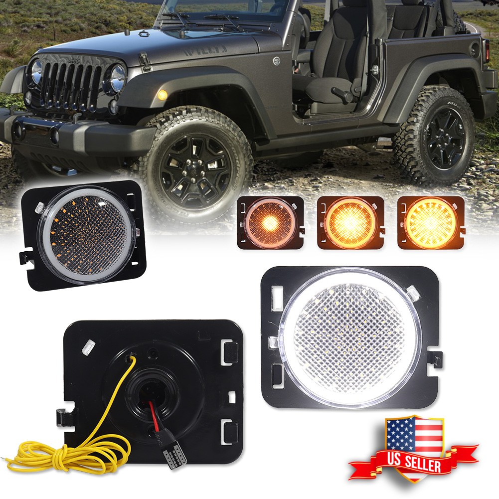 2X Clear Switchback LED DRL Side Marker Signal Lights For 07
