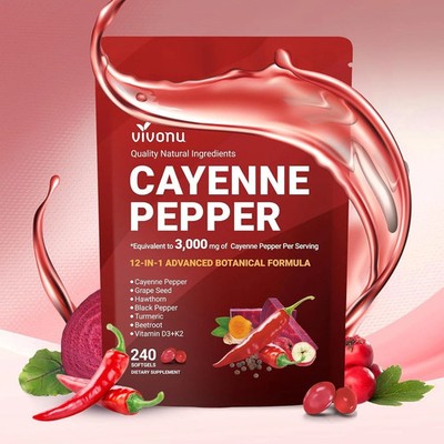 VivoNu Cayenne Pepper Softgels Supplement | 12|in|1 Botanical Softgels   3000mg
