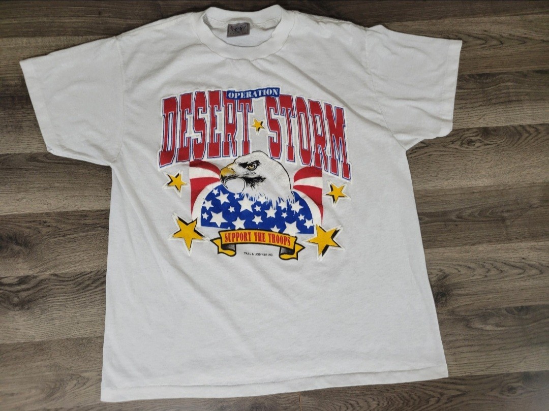 Vintage Operation Desert Storm Support Our Troops Shirt Size Large Single Stitch