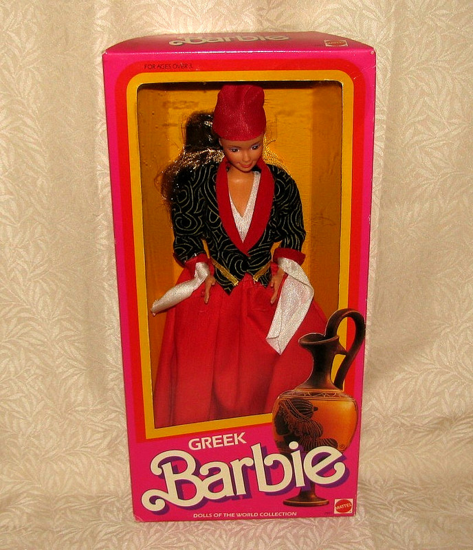 Vintage Mattel Greek Barbie Dolls of The World Collection 1985 #2997 New in Box
