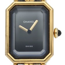 Chanel Premiere H0001 Gold Plated 20mm Black Dial Quartz Wristwatch #LPW813