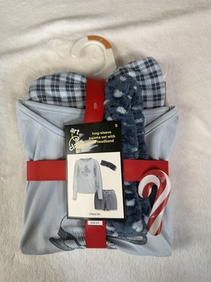 Art Class Girls 3 Piece Long Sleeve Pajama Set Headband Ice Skate Print Size S
