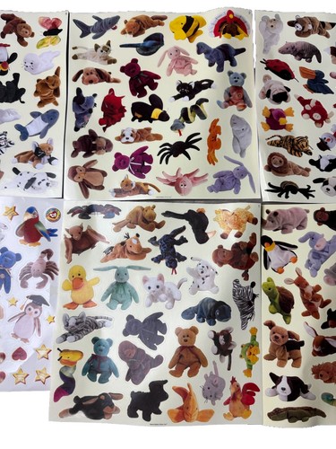 1st edition TY Beanie Babies Stickers COMPLETE 5 Sheets + Bonus Sheet - Picture 3 of 4
