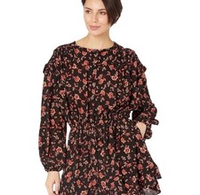 Free People Women's Flower Fields Mini Dress Black Floral Size Medium $128