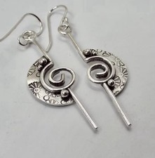 Silver Hook Earrings Women’s Dangle Earrings Boho Retro Earrings Women’s Fashion