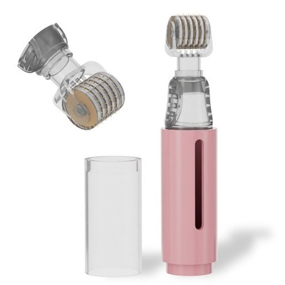 Derma Roller with Liquid Reservoir Serum Applicator for Lips, Skin, Pink 