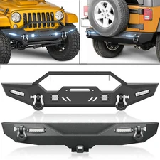 Rear Or Front Bumper With LED Lights &D-rings For 2007-2018 Jeep Wrangler JK JKU