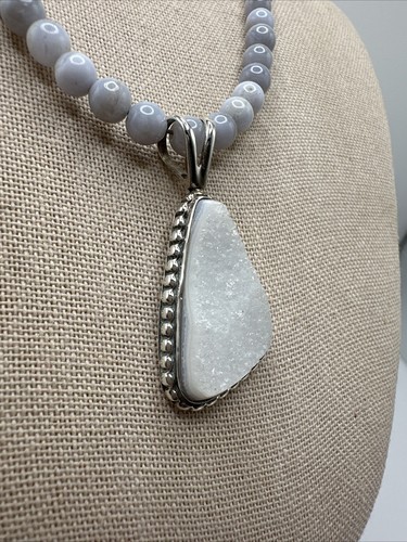Jay King Blue Lace Agate Sterling Silver Necklace & Pendant - Picture 3 of 9