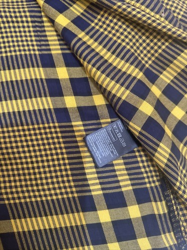H&M kariertes Shirt mit Knopfleiste Pailletten perlenförmig Vogel gelb marineblau Gr. 2 neu - Bild 7 von 12