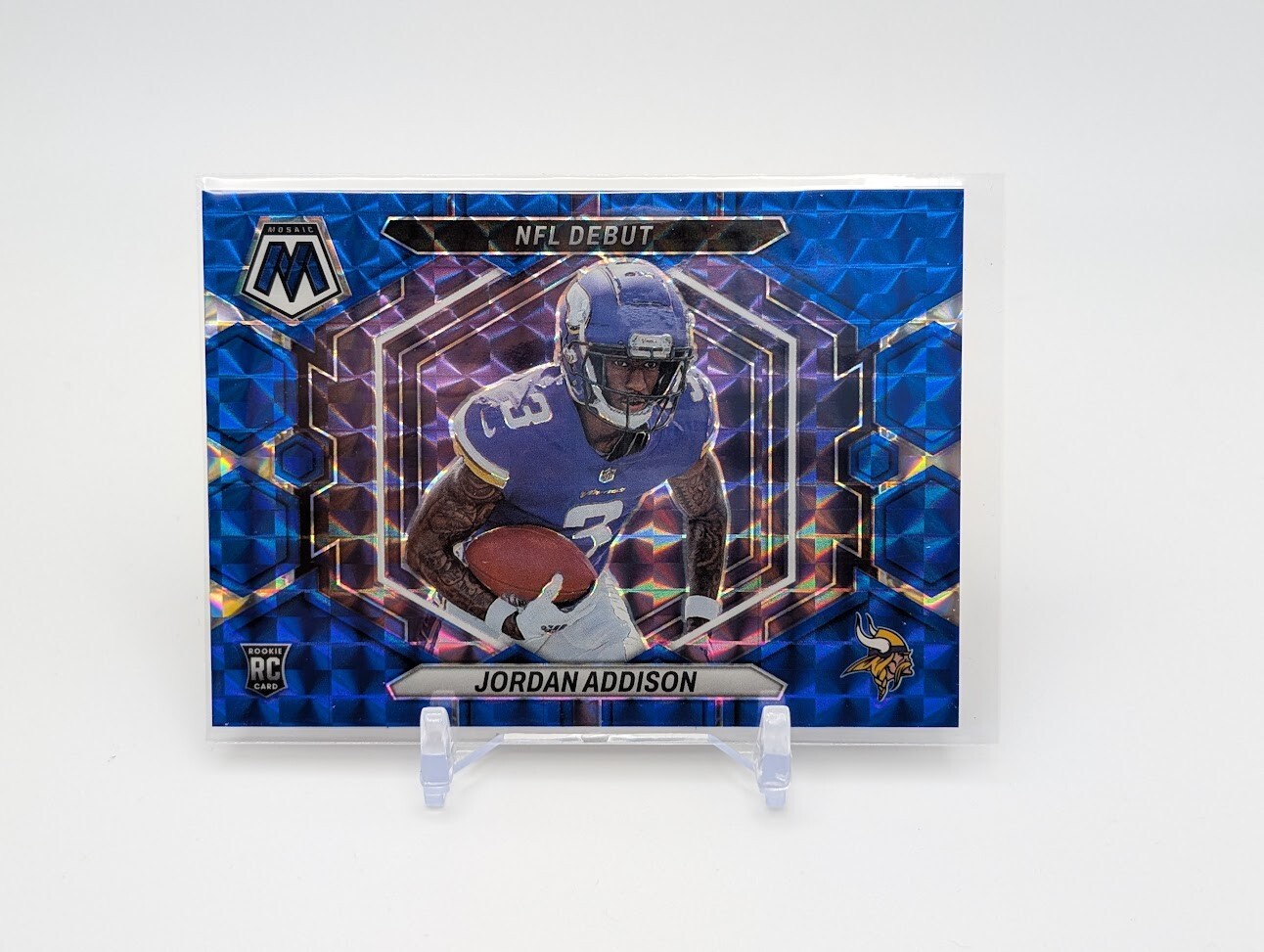 Jordan Addison 2023 Mosaic NFL Debut Blue Mosaic Prizm RC /99 Rookie Vikings