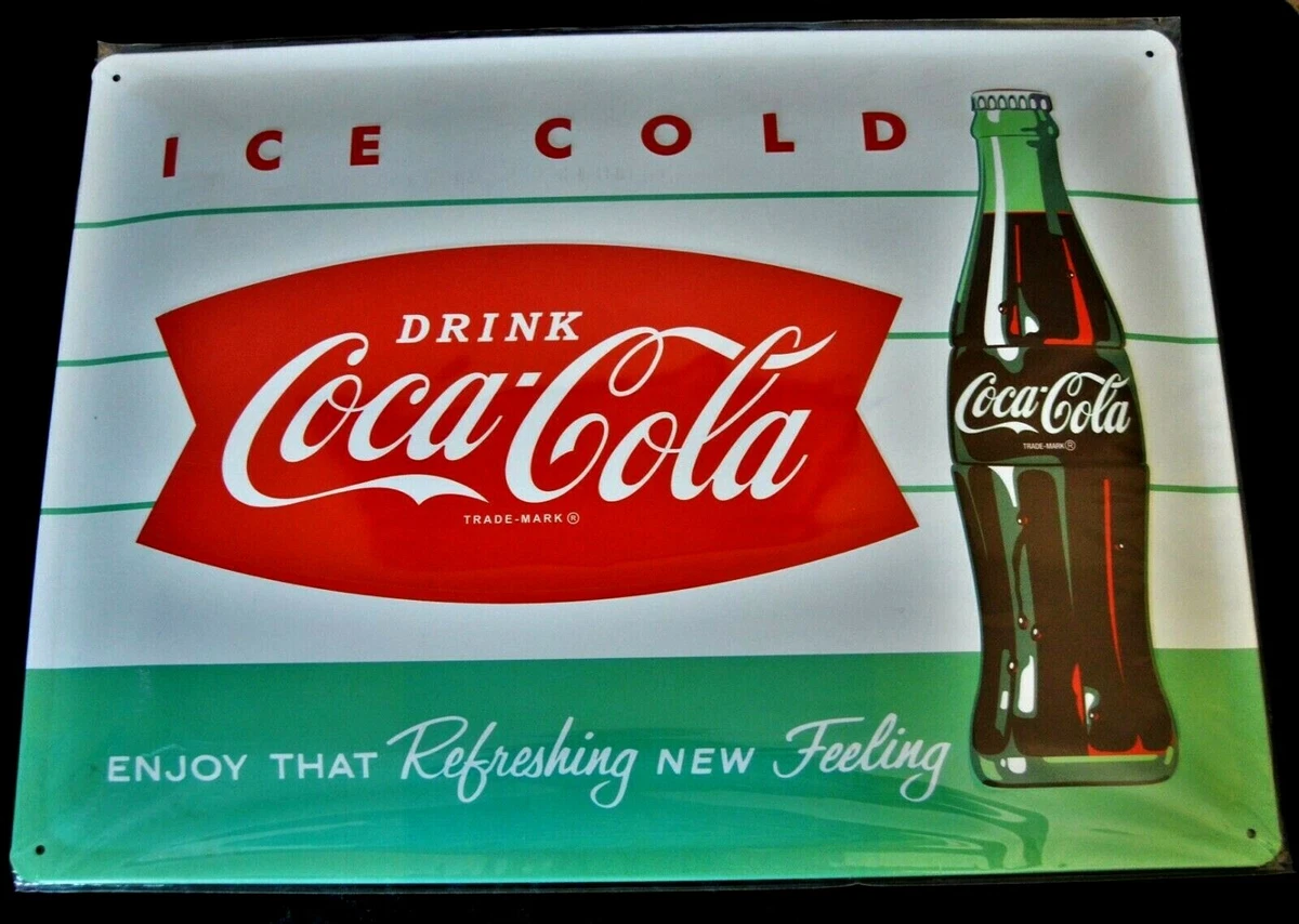 Targa Metallica Vintage Coca-Cola 30,5x20,3 Cm - AIQIBAO Retrò Per Bar E Cucina
