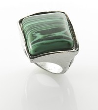 Fashion silver plated ring set Malachite gemstone size 7.5  Gift Jewelry  Love