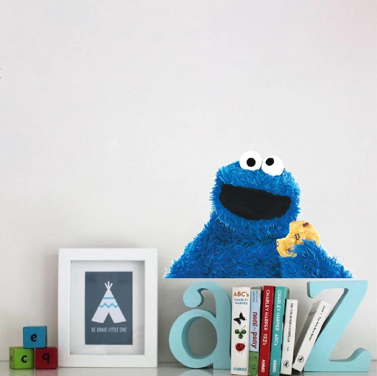 饼干怪物墙贴花儿童房间芝麻街墙贴纸去皮棒,b47 — 第 2/4 张图片