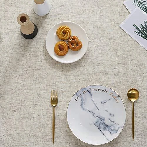  Round Tablecloth Linen Table Clothes 47 Inch - Dining Room Round 47 Inch Beige - Image 3 of 4