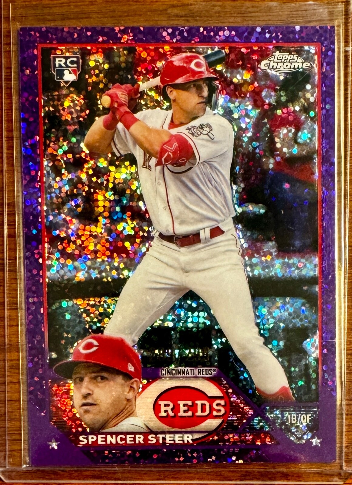 2023 Topps Chrome Purple Speckle Refractor #146 Spencer Steer RC /299