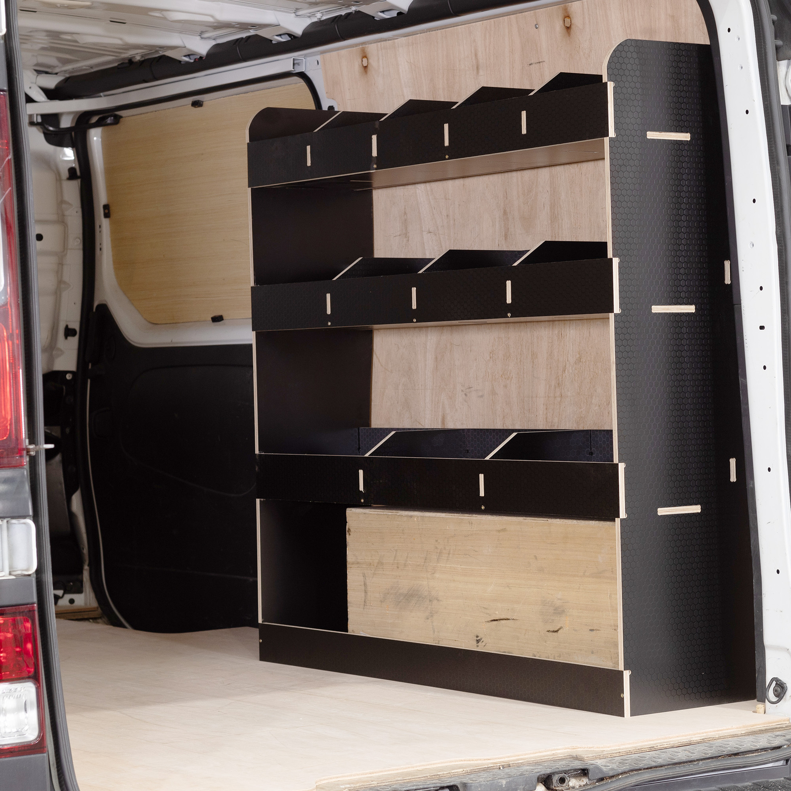 Renault Trafic L2 (LWB) 2015+ Driver Side Rear HEXABOARD Van Racking Shelving