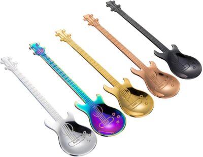 Guitar Spoon Set Stainless Steel Coffee Spoon - Demitasse Espresso Spoons 5pcs S