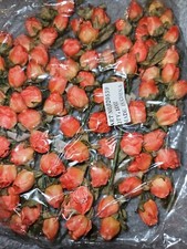 Millinery Silk ROSE BUDS with LEAVES Bouquet DIY Crafts 12pc