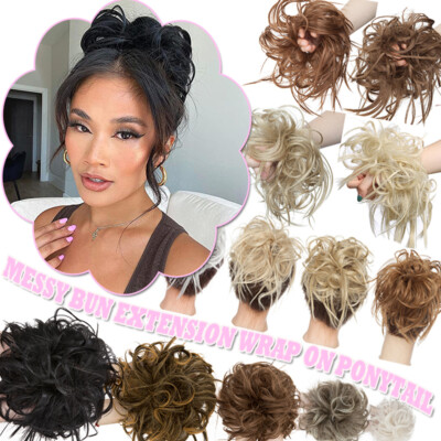 Dutt Haarteil Haargummi Messy Bun Mit Haaren Gelockt Haardutt  Haarverlngerung | eBay.de