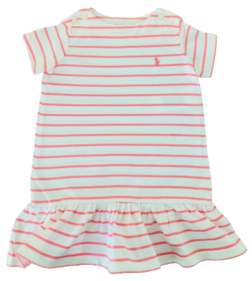 Polo Ralph Lauren Baby Toddler Girls White Pink Striped Tennis