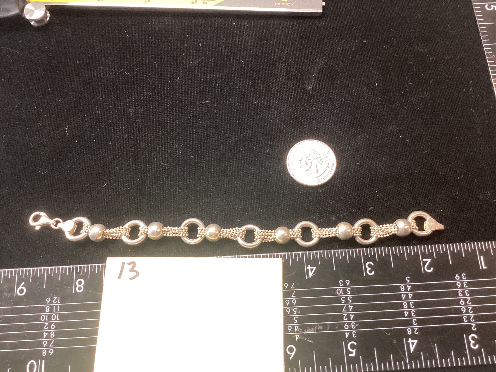 Sterling Silver 925 Signed Ball Link Bracelet 14.6g Wrist Chain-image