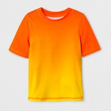Cat & Jack Baby Boys' Short Sleeve Ombre Rash Guard, Orange, 18M