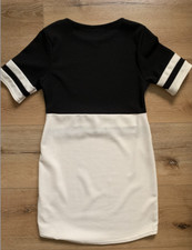 Prettylittlething womens black and white mini tshirt dress NEW size 6-8