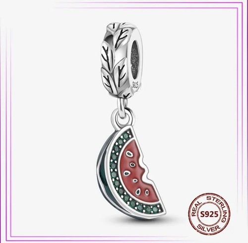 925 Sterling Silver Fruit Series Avocado Cherry Charm Pendant Bracelet - Picture 12 of 50