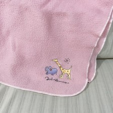 RARE Vintage Carter's John Lennon Baby Blanket Girl Pink Fleece Soft Giraffe S1