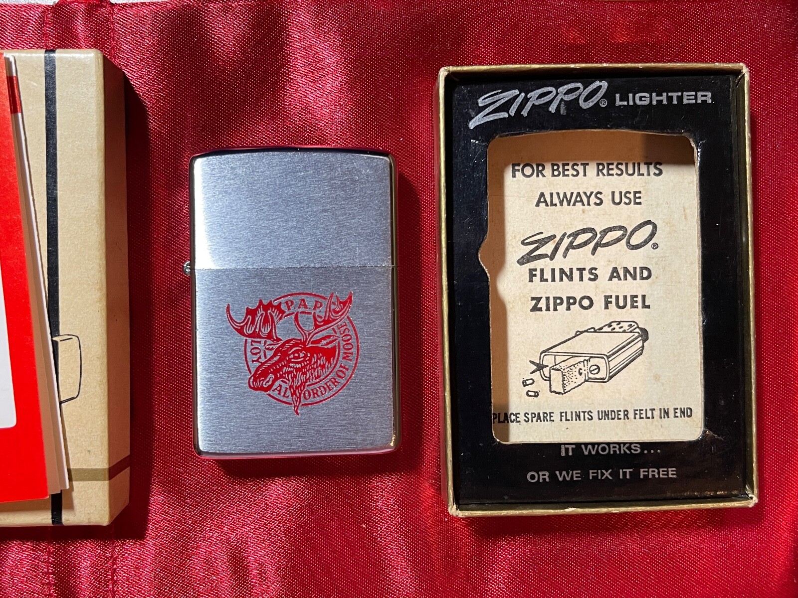 Vintage ZIPPO Loyal Order of Moose P.A.P. Logo Lighter Excellent Cond