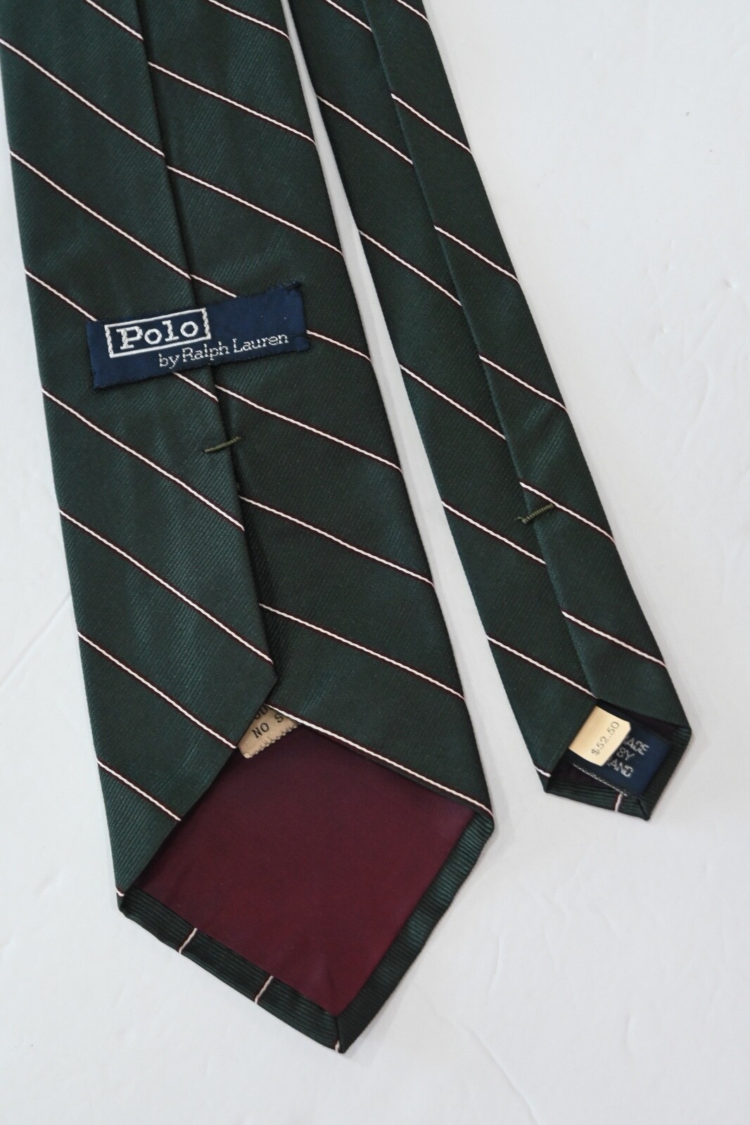 POLO RALPH LAUREN STRIPED GREEN SILK Men's Neck Tie W3 3/4" BY L56