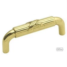 Polished Brass Hickory M7 Ribbon & Reed SOLID BRASS Cabinet Pull Handle 3" CC