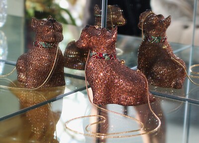 JUDITH LEIBER SHOULDER BAG BROWN IRISH TERRIER DOG SWAROVSKI