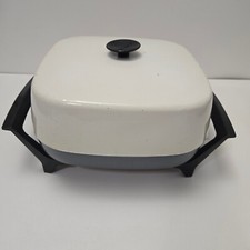 West Bend 11โ Electric Skillet No. 72632 Square W/ Lid USA Made TESTED-WORKS