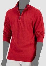  60 Club Room Men's Red Solid Classic French Rib Quarter Zip Sweater Size L