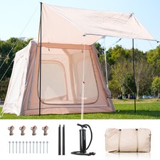 SLSY Inflatable 2-4 Man Tunnel Tent with Living Area Air Tent w/Air Pump, Awning