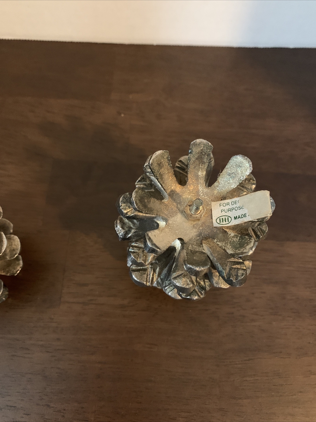 Pair(2) Solid Brass Pine Cone Taper Candle Holder Realistic Detail Made