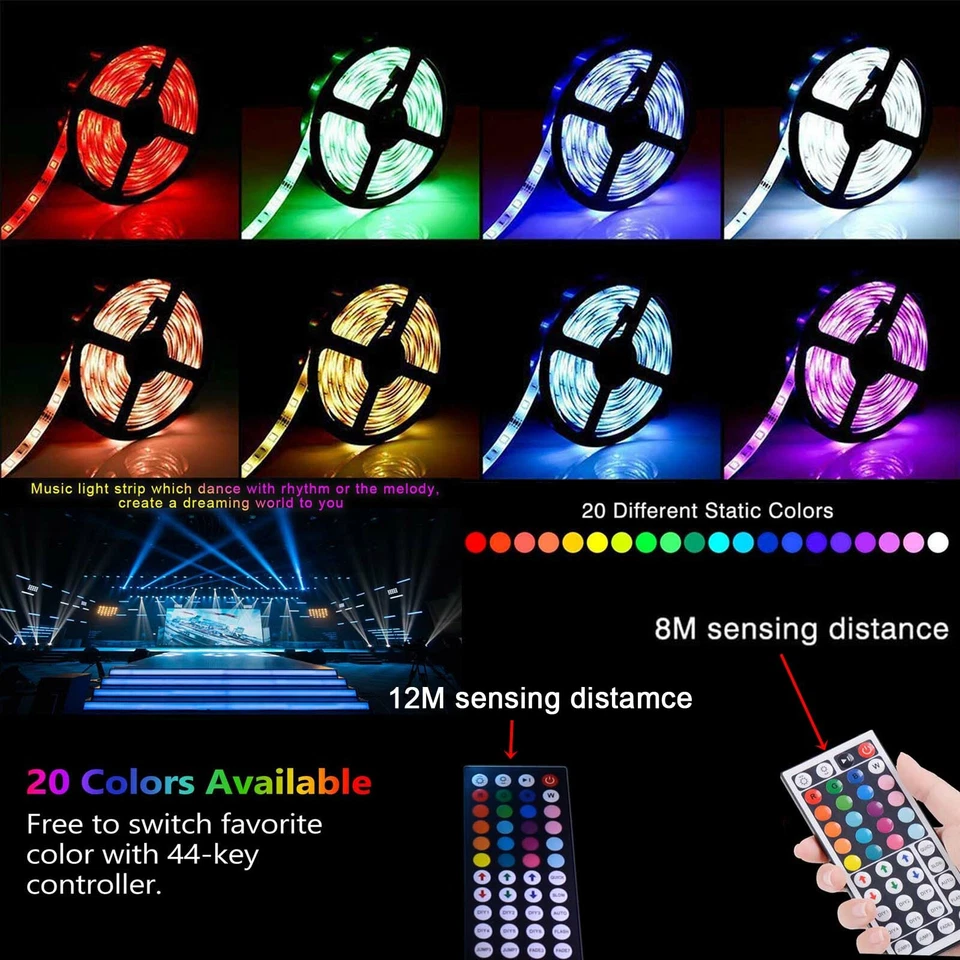 RGB LED Streifen Stripe 5m 10m 20m 5050 Leiste Band Licht Leuchte Lichterkette - Bild 2 von 4