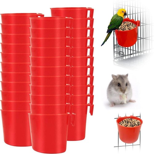 5/20x Bird Cage Feeding Cup Chicken Seed Bowl Hanging Parrot Food Tray Seed Bowl - Picture 2 of 12