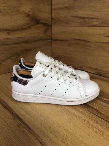 adidas Damen Stan Smith Her Studio London karierte weiße Schuhe Größe 4,5 UK ohne Karton - Bild 2 von 12