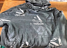 Reebok Hoodie Gray Unwind Allover Print Sweatshirt XXL 2XL All Over Graphic