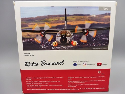 Transall C-160 Luftwaffe 1/200 Herpa 571562 Ltg 63 Bundeswehr Retro Brummel - Picture 3 of 12