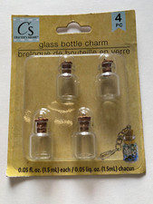 CS Crafter's Square Glass Bottle Charm 4 pc with cork lid 0.05 fl. oz. each