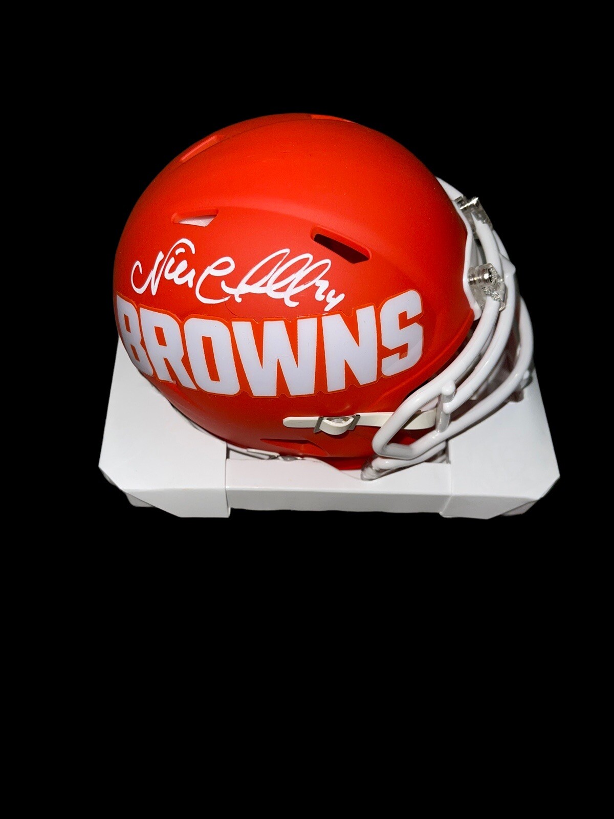 Nick Chubb Autographed Signed Cleveland Browns CLEVELAND AMP BROWNS MINI HELMET RUNNING BACK GEORGIA BAS 2 