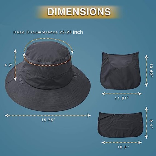Men Women Wide Brim Sun Hat with Neck Flap UPF 50+ Hiking Safari Fishing Cap USA - Picture 36 of 51