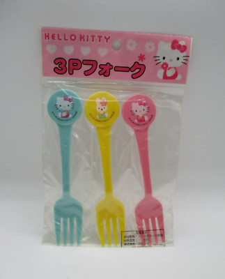 Hello Kitty Sanrio  Fork 3pcs for lunch box bento Rare  1999