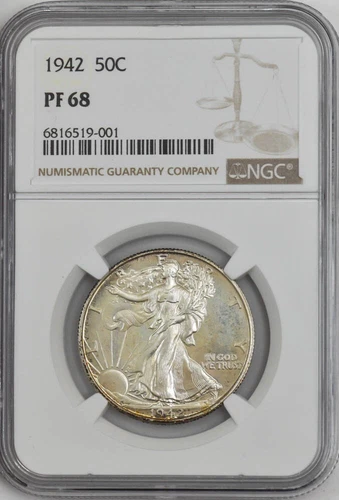 1942 Walking Liberty Half 50c PF68 PR68 NGC 946645-3